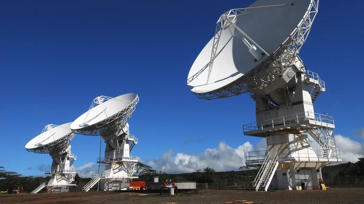 Satellite internet dish installed in a rural area