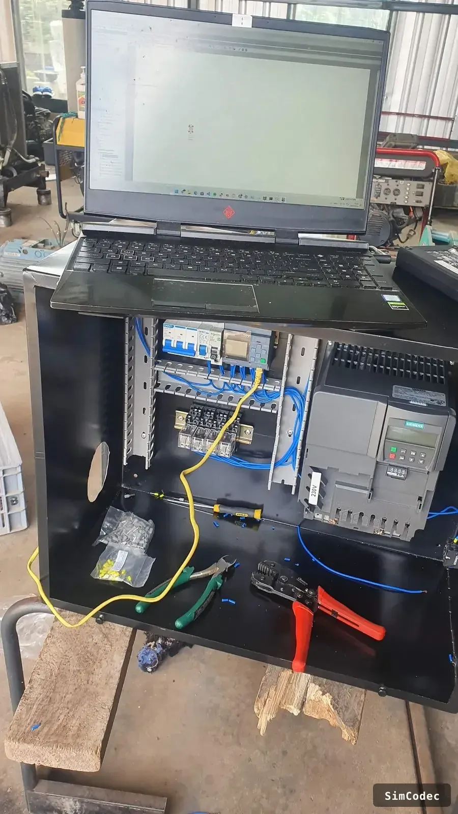 PLC commissioning with a laptop