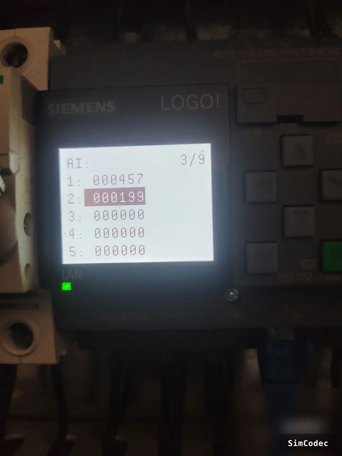 Siemens LOGO! PLC in the panel