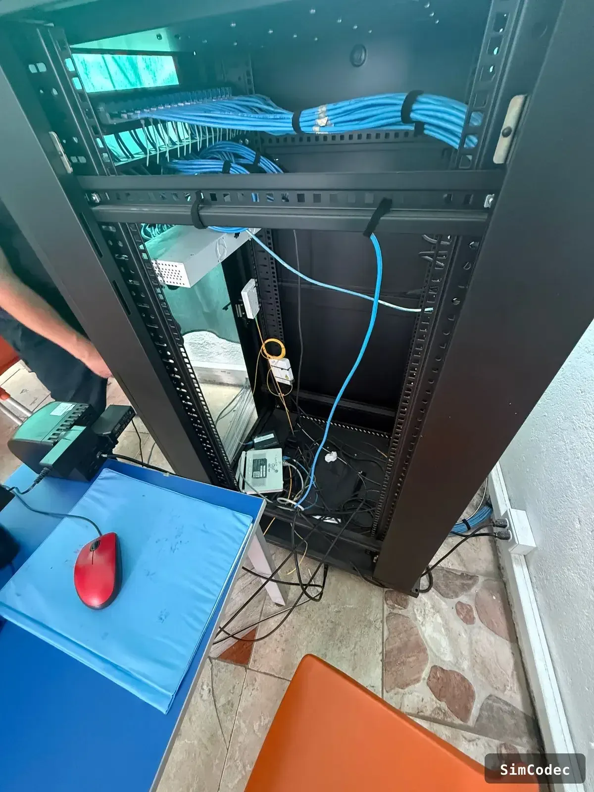 Rack with structured cabling
