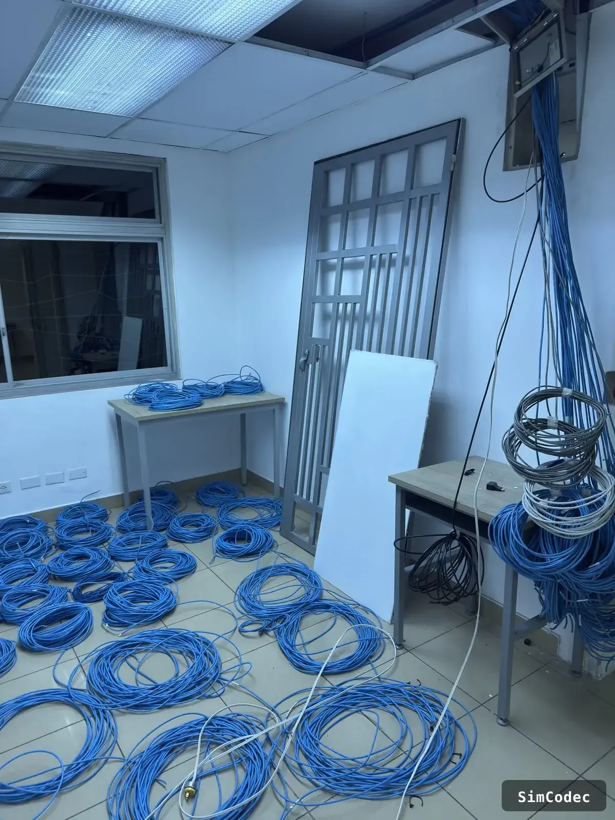 UTP cable coils staged for deployment