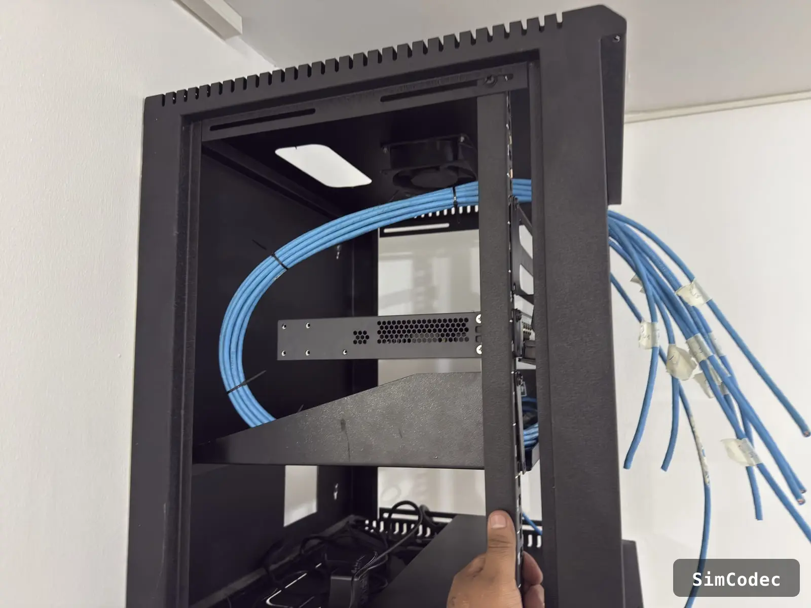 Rack under assembly with cabling feed