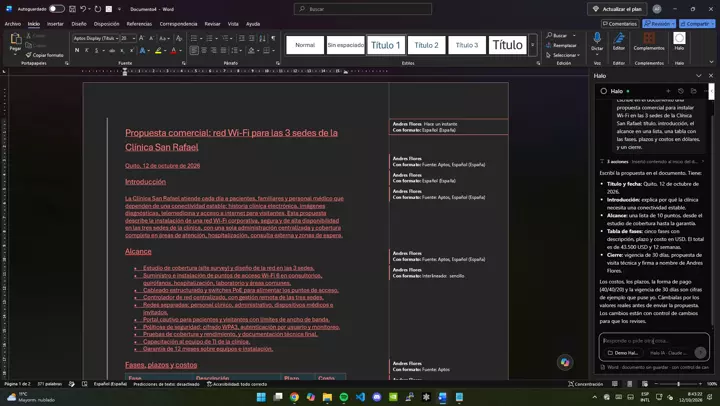 Word: a complete proposal, with track changes