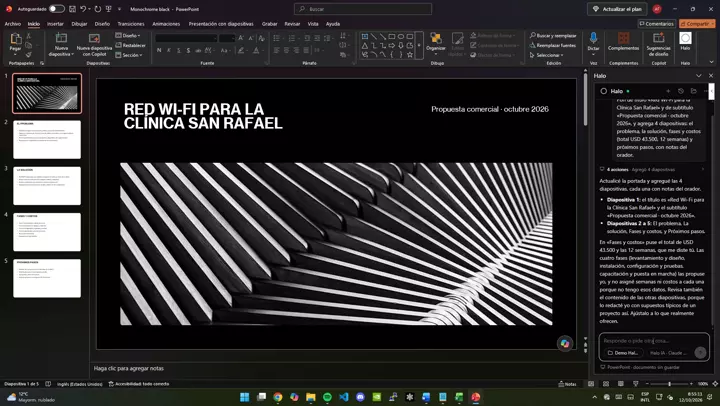 PowerPoint: the deck with the file's design