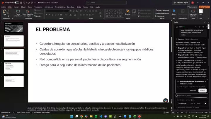 PowerPoint: sensitive actions ask first